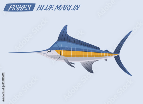 Fish character. Cartoon vector illustration