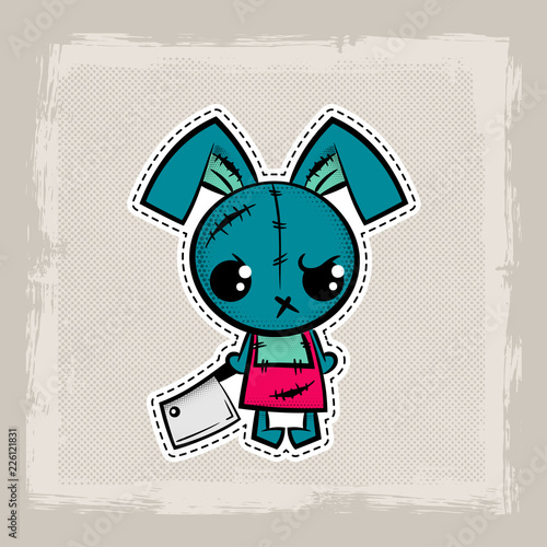 Halloween stitch bunny, rabbit zombie voodoo doll