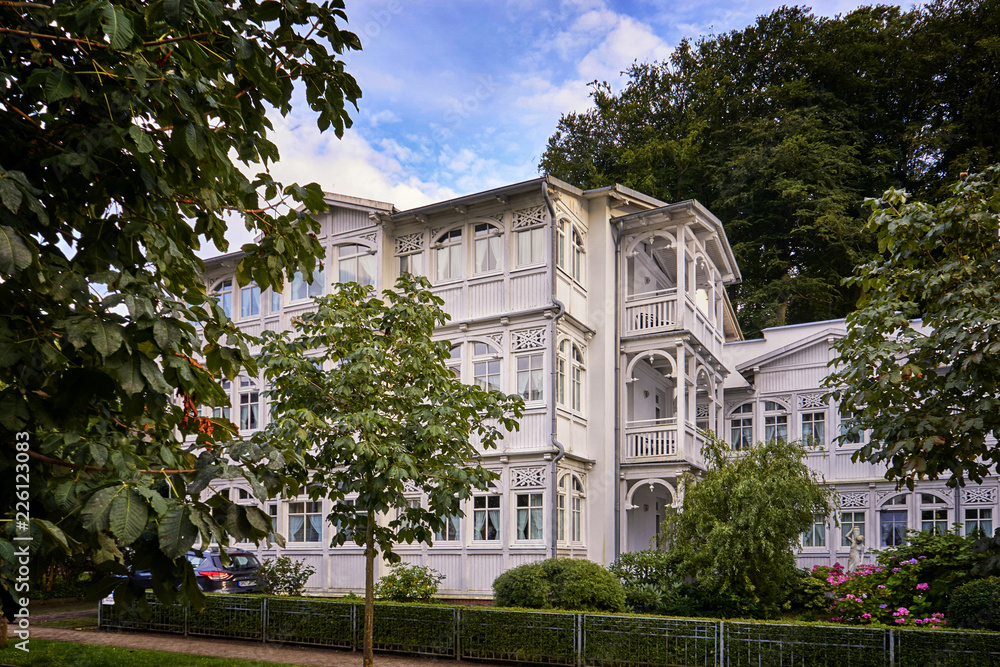 Historic white house at Baltic Sea coast in Binz, Germany