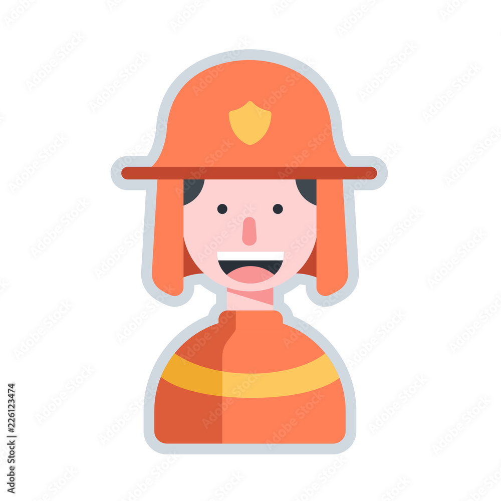 Avatar firefighter flat illustration