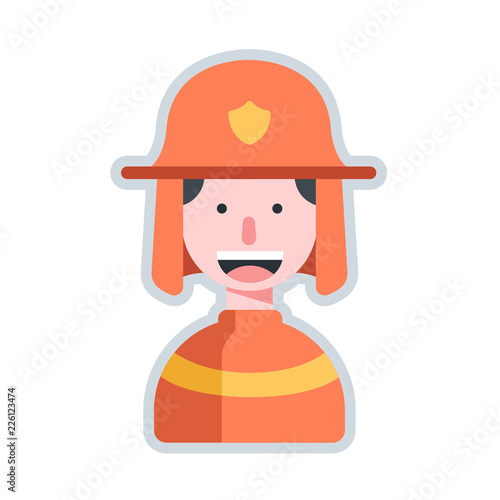 Avatar firefighter flat illustration