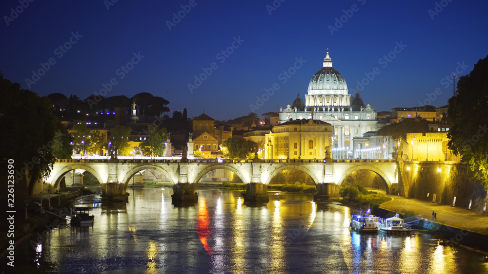 Lovely night scene with Saint Angel bridge near the Vatican