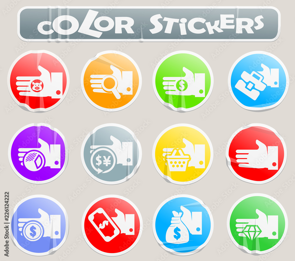 Hend and money color stickers Hend and money color stickers