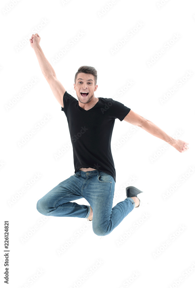 Handsome man jumping. Handsome man jumping.