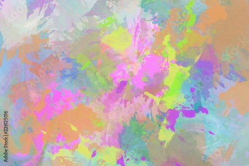 Bold Artistic painted abstract background, loose brushstrokes, bright colors dimensional layers, multicolored backdrop pattern design for any artistic use © kalanustudios.com