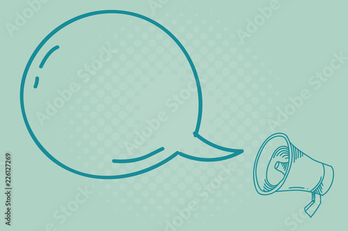 Flat design business Vector Illustration concept Empty copy space modern abstract background Geometric element. Blank Transparent Speech Bubble with Shining icon and Outline Megaphone