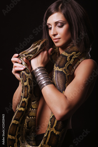 beautiful woman with a snake 