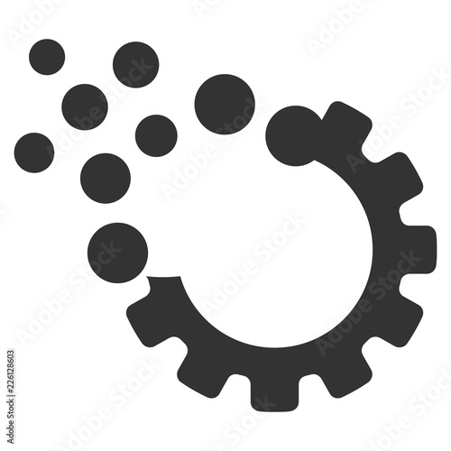 Vector gear disruption illustration. An isolated illustration on a white background.