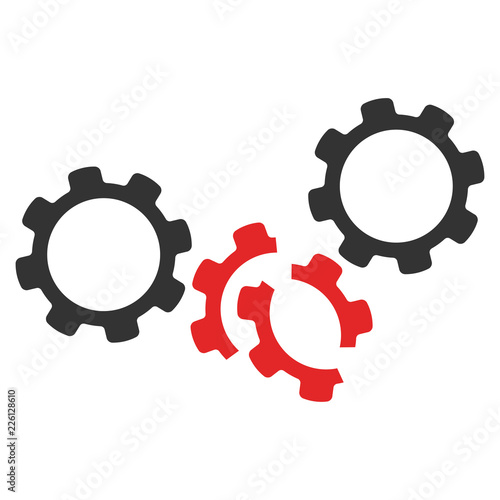 Vector gears damage illustration. An isolated illustration on a white background.