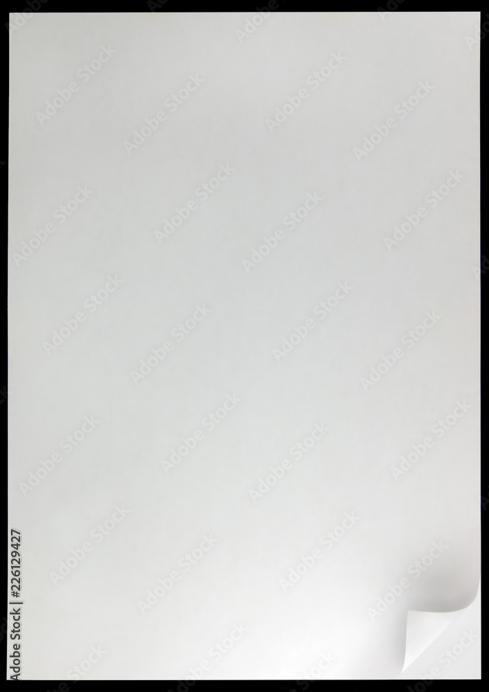 White Page Curl Background Copy Space Paper Sheet, Vertical Isolated On Black White Page Curl Background Copy Space Paper Sheet, Vertical Isolated On Black