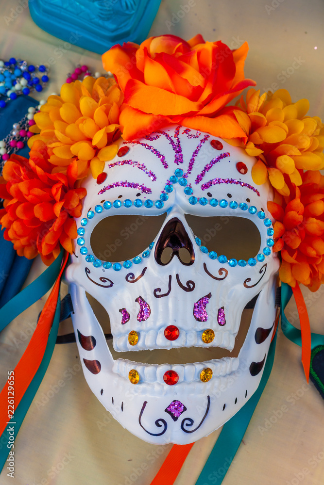 Fantastiske Omhyggelig læsning gambling Traditional decorated sugar skull mask for Dia de los Muertos/Day of the  Dead celebration Stock Photo | Adobe Stock