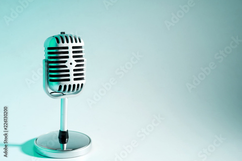 Retro microphone. Entertainment or music concept