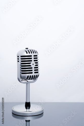 Retro microphone. Entertainment or music concept