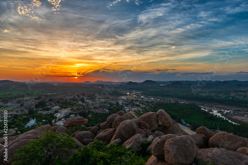 Sunset from atop Matanga Hill in Hampi India
