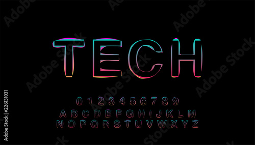 Abstrct Alphabet Double Exposure Glitch Modern Style. Typography Colorful Type for Logo, Creative, Banner or Heading Black Bold Font