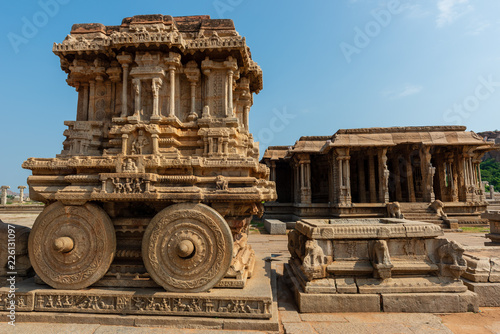 Stone chariot at the Vittala temple in Hampi, India
