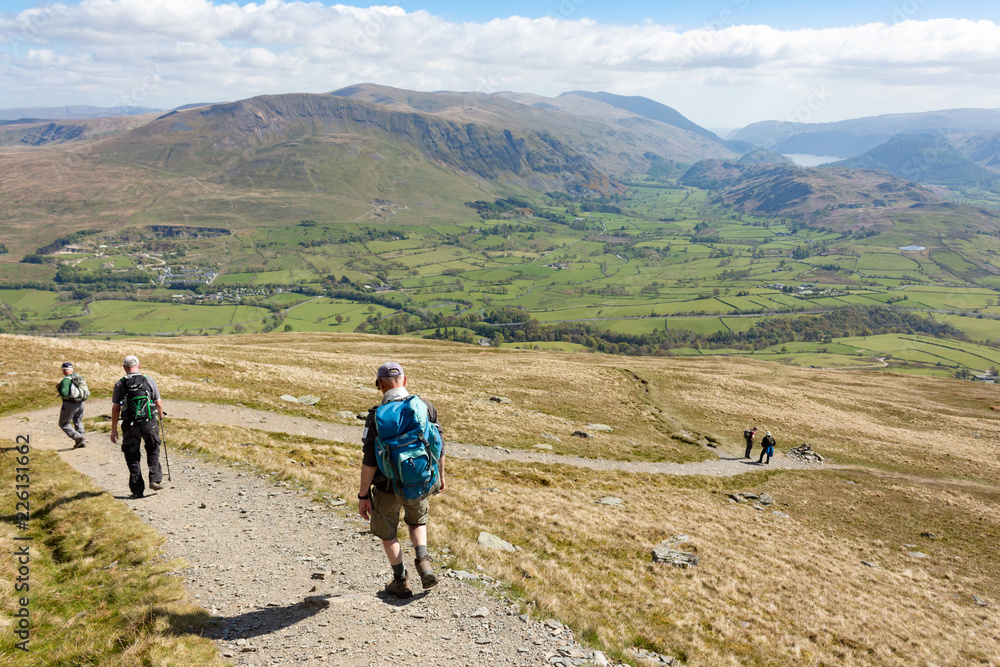 Descending from Blencathra in the Lake District in Cumbria, England, UK