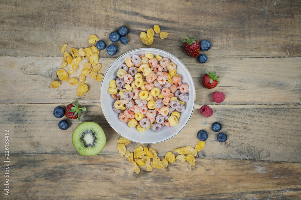 Tasty cereal with fresh fruit on the table Tasty cereal with fresh fruit on the table