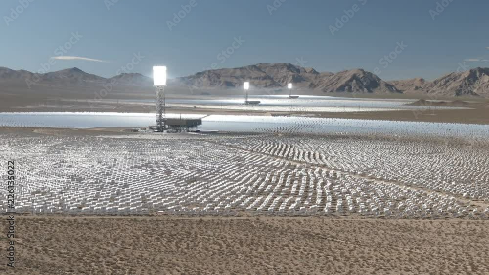 World's Largest Solar Power Plant in California Aerial Telephoto Shot ...
