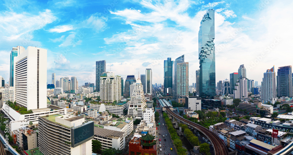 Panorama view Cityscape tower in Bangkok city in Asia Thailand  - obrazy, fototapety, plakaty 