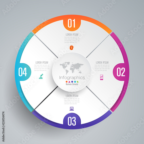 Infographics design vector and business icons with 4 options.