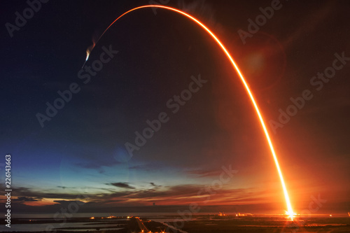 Canvas Print Missile launch at night