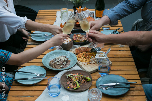 Dinner gathering at table