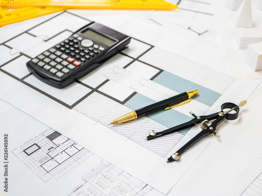 Business room of house architect engineer nobody work. Business room of house architect engineer nobody work.