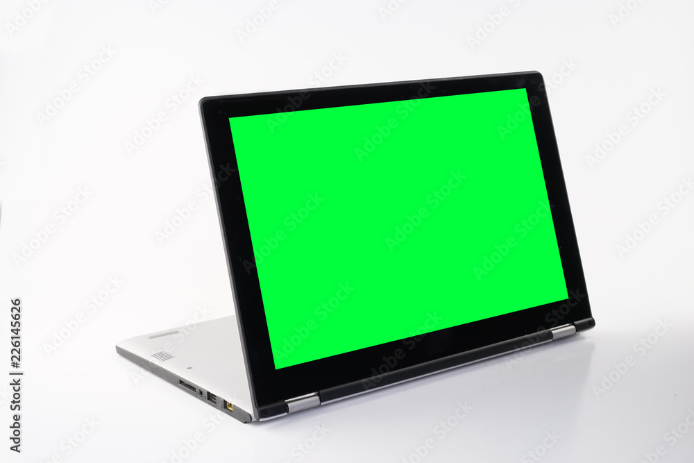 Laptop or notebook with chroma green display on a isolated background Laptop or notebook with chroma green display on a isolated background