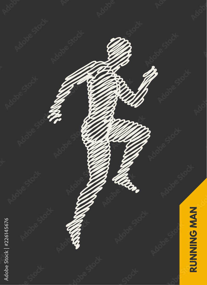 3d running man. Design for sport, business, science and technology. Vector illustration. Human body. 3d running man. Design for sport, business, science and technology. Vector illustration. Human body.