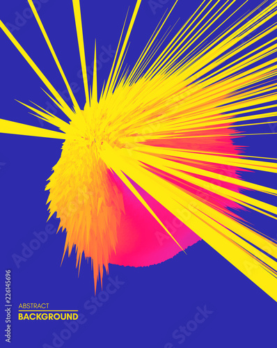 Background with exploding rays. Abstract vector illustration with dynamic effect. Cover design template. Can be used for advertising, marketing and presentation.
