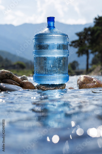 Natural drinking water in a large bottle