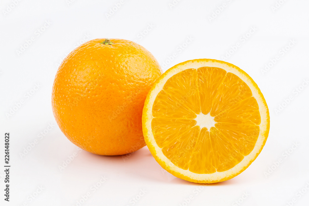Ripe orange on white background