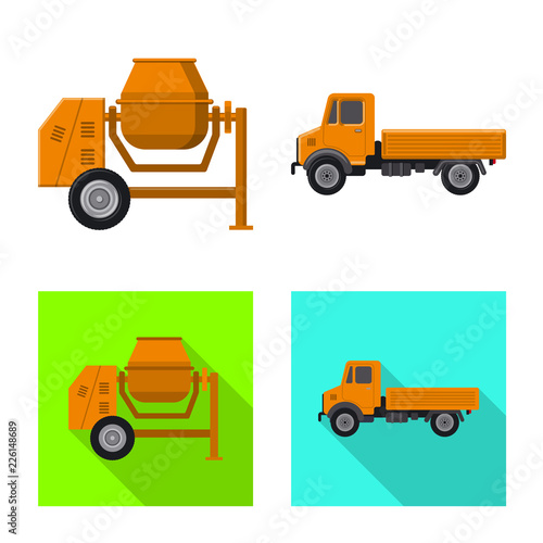 Vector illustration of build and construction icon. Set of build and machinery stock vector illustration.