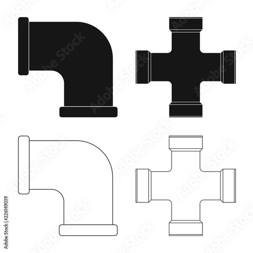 Vector illustration of pipe and tube sign. Collection of pipe and pipeline stock symbol for web.