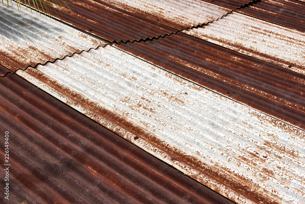 Metal Sheet Ruated Rusted corrugated metal roof sheets in various shades of brown Stock ...