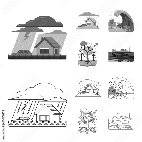 Vector illustration of natural and disaster icon. Set of natural and risk vector icon for stock.