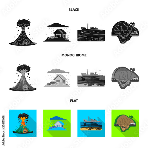 Vector design of natural and disaster icon. Collection of natural and risk vector icon for stock.