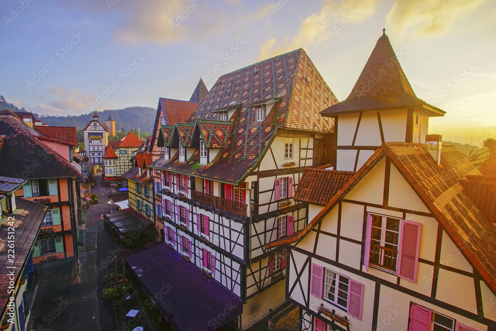 View of old French Style Public Building at, Colmar Bukit Tinggi During Sunrise.