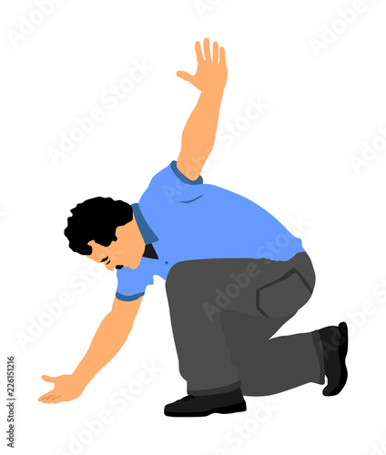 A Greek Evzone dancing vector isolated on white background. Traditional folk dance. Dancing man vector illustration. Traditional Balkan dance kolo. Sirtaki, Syrtaki, Zorba dance. Wedding dance.