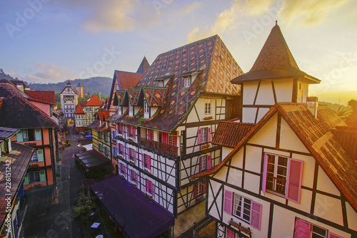 View of old French Style Public Building at, Colmar Bukit Tinggi During Sunrise.