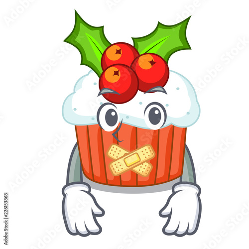 Silent delicious christmas cupcakes isolated on mascot