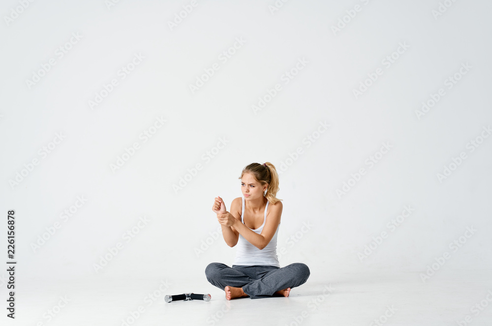 woman sitting in lotus sport woman sitting in lotus sport