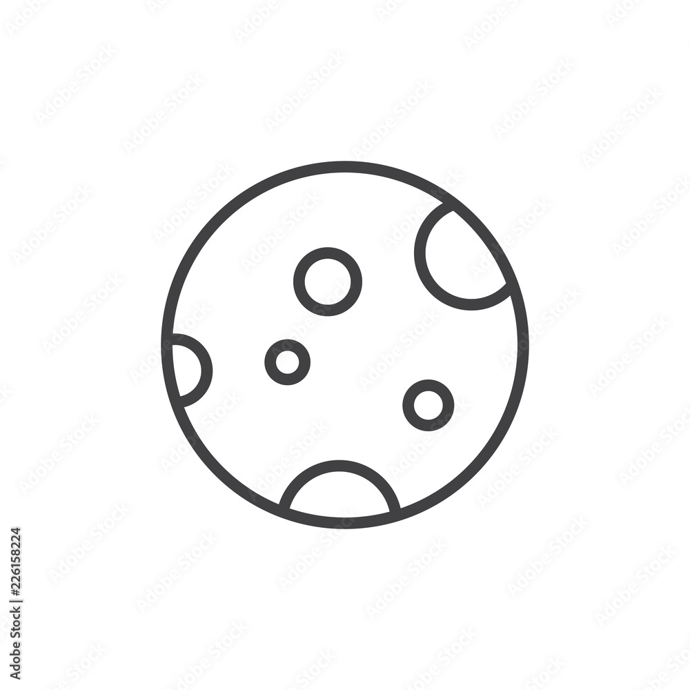 Moon outline icon. linear style sign for mobile concept and web design. Planet line vector icon. Symbol, logo illustration. Pixel perfect vector graphics Moon outline icon. linear style sign for mobile concept and web design. Planet line vector icon. Symbol, logo illustration. Pixel perfect vector graphics