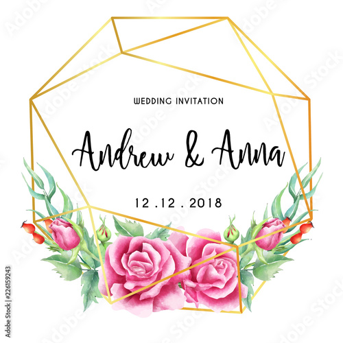 Watercolor floral wreath, leaf green watercolor