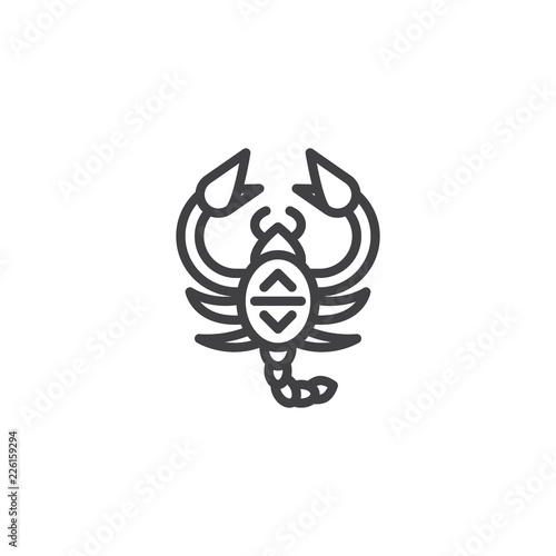 Scorpion zodiac outline icon. linear style sign for mobile concept and web design. Astrology simple line vector icon. Symbol, logo illustration. Pixel perfect vector graphics