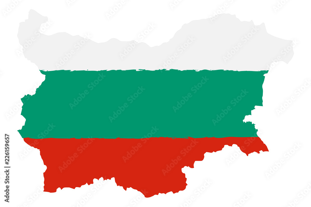 Obraz premium Map of Bulgaria with Flag. Hand Painted with Brush. Vector Illustration.