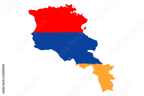 Map of Armenia with Flag. Hand Painted with Brush. Vector Illustration.