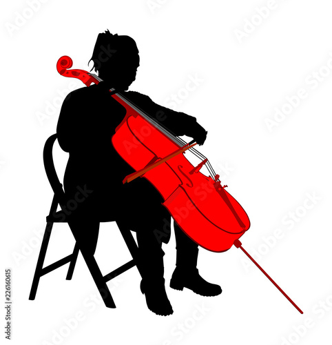 Woman cellist siting and playing cello vector silhouette. Music artist girl play string instrument. Jazz woman street performer. Musician play cello. Entertainment for public. Classic music event.