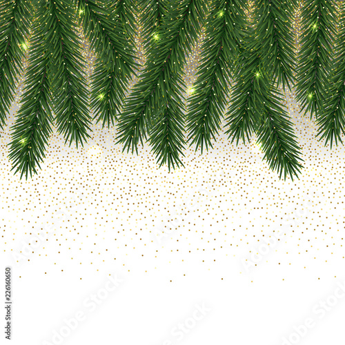 Christmas and New Year Seamless Border with Glitter